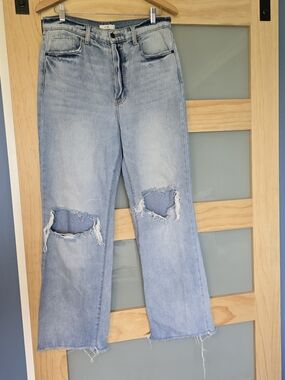 Cello Light Blue Distressed Straight Leg Jeans